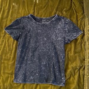 black grey acid wash crop tee